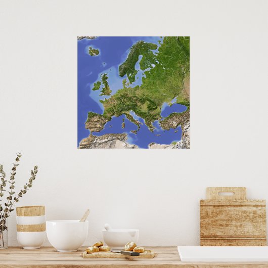 Europa, de schaduwkaart poster (Keuken)