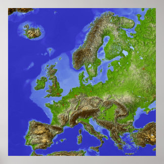 Europa, de schaduwkaart poster