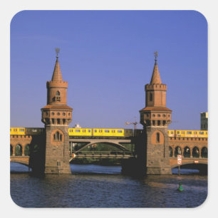 Europa, Duitsland, Berlijn. Kreuzberg, Oberbaum Vierkante Sticker