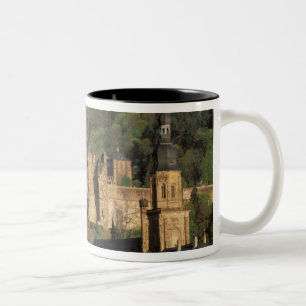 Europa, Duitsland, Heidelberg. Kasteel Tweekleurige Koffiemok