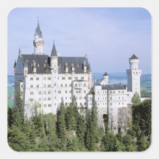 Europa, Duitsland, het kasteel van Neuschwanstein Vierkante Sticker (Voorkant)
