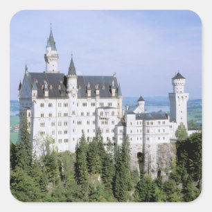 Europa, Duitsland, Neuschwanstein Castle, gebouwd Vierkante Sticker