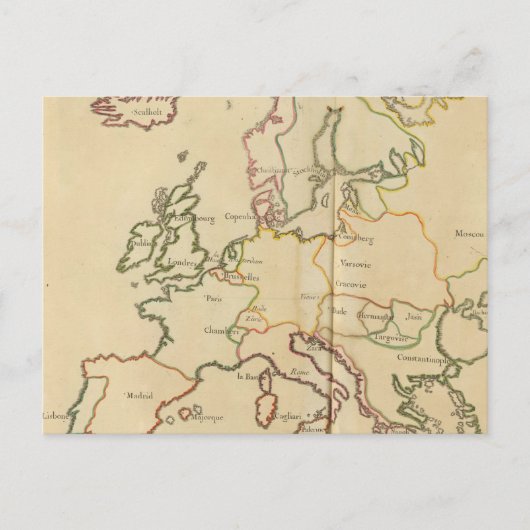 Europa en de grote steden briefkaart (Voorkant)