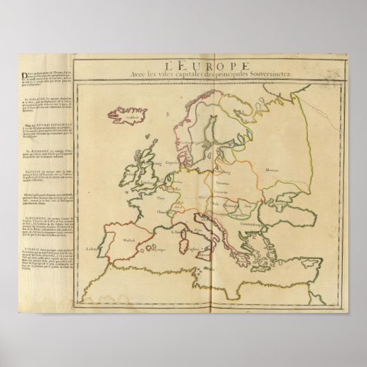 Europa en de grote steden poster (Voorkant)