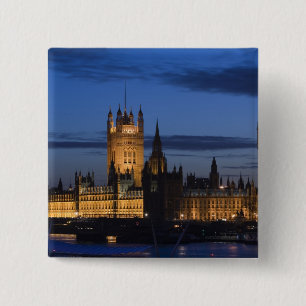 Europa, ENGELAND, Londen: Houses of Parliament / Vierkante Button 5,1 Cm