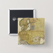 Europa - Ethnografiekaart Vierkante Button 5,1 Cm (Voorkant /achterkant)