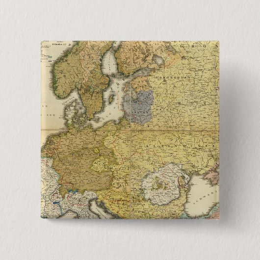 Europa - Ethnografiekaart Vierkante Button 5,1 Cm (Voorkant)