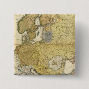 Europa - Ethnografiekaart Vierkante Button 5,1 Cm