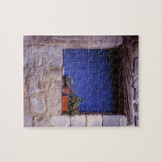 Europa, Frankrijk, Cereste. Een blauwe deur voegt  Legpuzzel (Horizontaal)