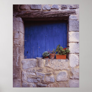 Europa, Frankrijk, Cereste. Een blauwe deur voegt  Poster