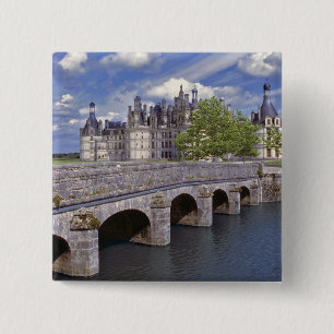 Europa, Frankrijk, Chambord. Een stenen brug leidt Vierkante Button 5,1 Cm