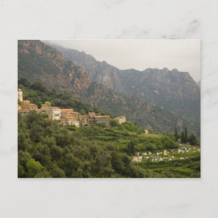 Europa, Frankrijk, Corsica, Ota.  Stad Ota en Briefkaart