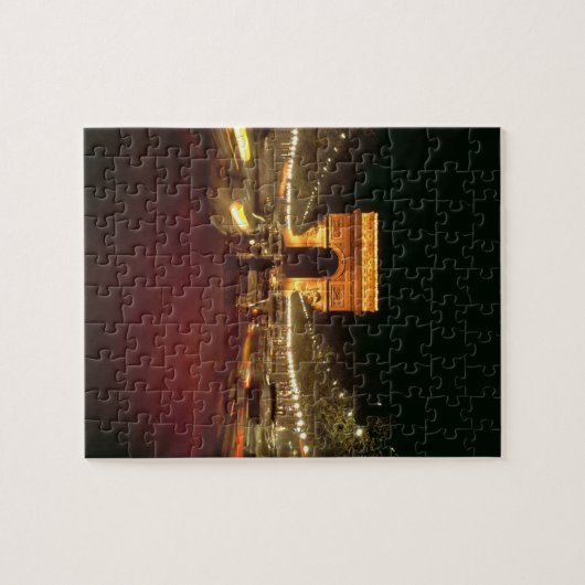 Europa, Frankrijk, Parijs. Avondst verkeersspoelen Legpuzzel (Horizontaal)