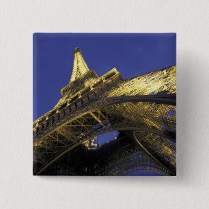 Europa, Frankrijk, Parijs, Eiffeltoren, avond 2 Vierkante Button 5,1 Cm
