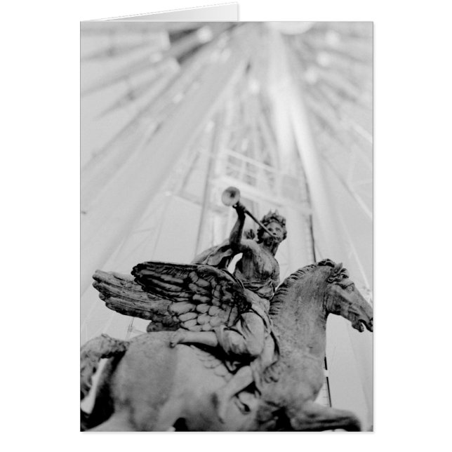 Europa, Frankrijk, Parijs. Statue en Ferris Wheel, (Voorkant)