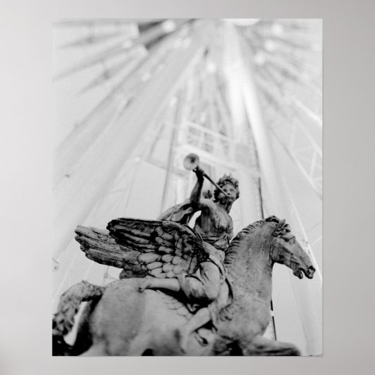 Europa, Frankrijk, Parijs. Statue en Ferris Wheel, Poster (Voorkant)