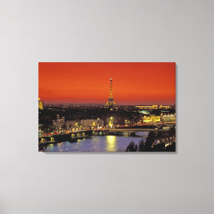 Europa, Frankrijk, Parijs. Zonsondergang uitzicht Canvas Afdruk