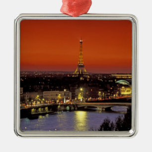 Europa, Frankrijk, Parijs. Zonsondergang uitzicht Metalen Ornament