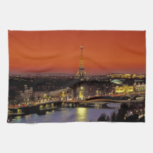 Europa, Frankrijk, Parijs. Zonsondergang uitzicht  Theedoek