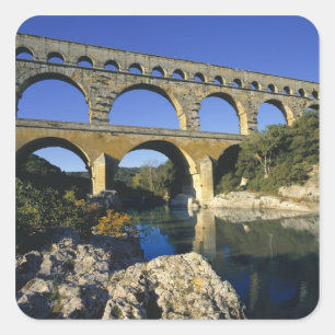 Europa, Frankrijk, Pont du Gard. Pont du Gard, Vierkante Sticker