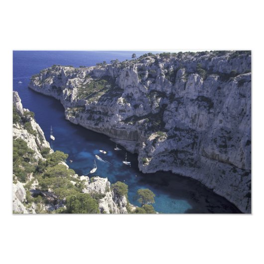 Europa, Frankrijk, Provence, Calanques. Kalksteen Foto Afdruk (Voorkant)