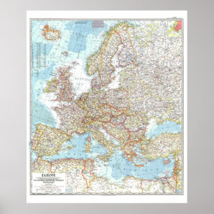 " Europa: Gedetailleerde MAP 1957 ... Poster