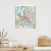 " Europa: Gedetailleerde MAP 1957 ... Poster (Keuken)