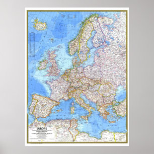 " Europa: Gedetailleerde MAP 1977 ... Poster