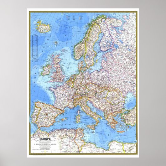 " Europa: Gedetailleerde MAP 1977 ... Poster (Voorkant)