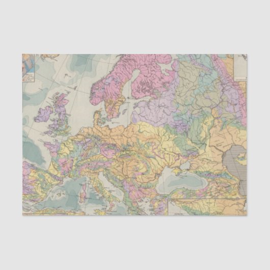 Europa - Geologische kaart van Europa Tissuepapier (Voorkant)