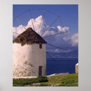 Europa, Griekenland, Mykonos. Een opvallende witte Poster