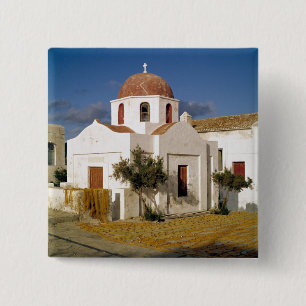 Europa, Griekenland, Mykonos. Vist de netten droog Vierkante Button 5,1 Cm