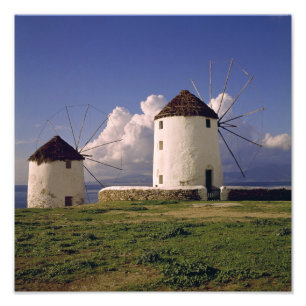Europa, Griekenland, Mykonos. Wit gewassen Foto Afdruk