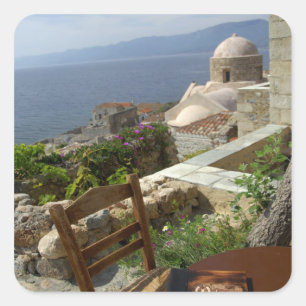 Europa, Griekenland, Peloponnesos, Monemvasia (één Vierkante Sticker