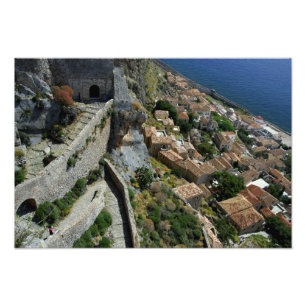 Europa, Griekenland, Peloponnesos, Monemvasia Foto Afdruk