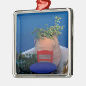 Europa, Griekenland, Santorini. Terras met zee uit Metalen Ornament (Links)