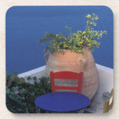 Europa, Griekenland, Santorini. Terras met zee uit Onderzetter (Voorkant)