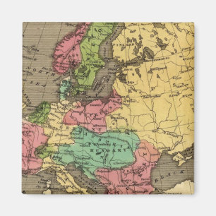 Europa - Handkleurige atlas-kaart Magneet