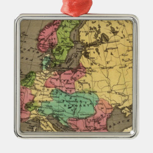 Europa - Handkleurige atlas-kaart Metalen Ornament