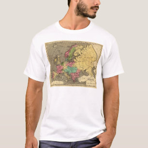 Europa - Handkleurige atlas-kaart T-shirt