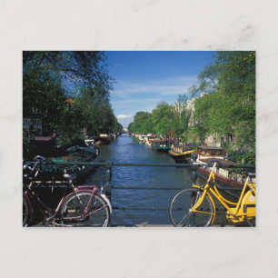 Europa, Holland, Amsterdam, gele fiets en Briefkaart