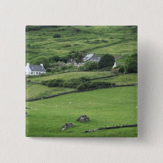 Europa, Ierland, County Kerry, Ring of Kerry. Vierkante Button 5,1 Cm (Voorkant)