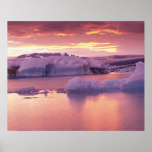 Europa, IJsland, lagune van Jokulsarlon Poster