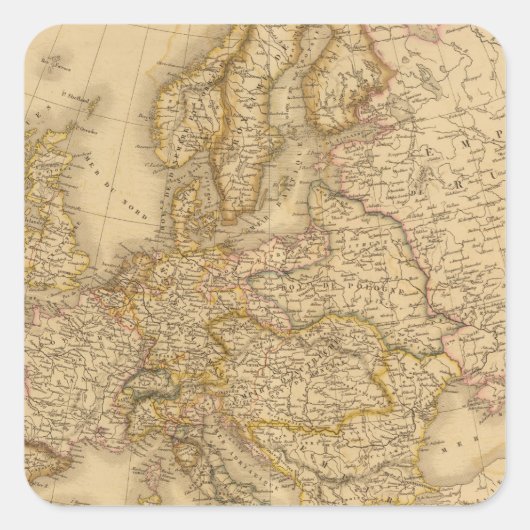 Europa in 1789 vierkante sticker (Voorkant)
