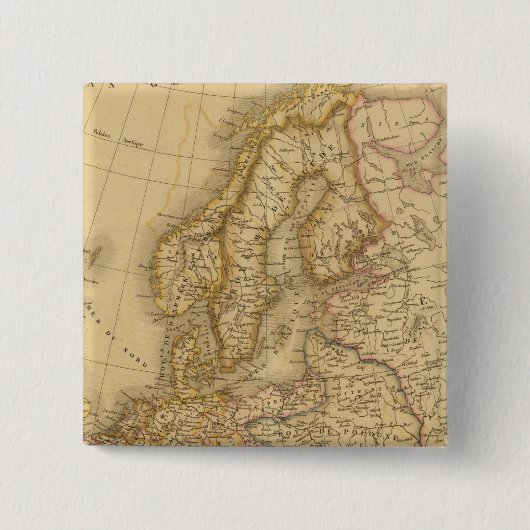 Europa in 1813 vierkante button 5,1 cm (Voorkant)