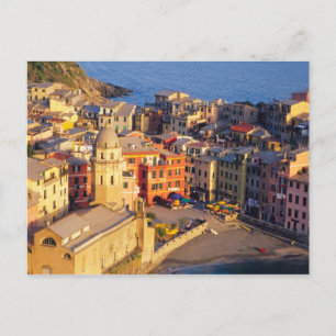 Europa, Italië, Cinque Terre. dorp Vernazza Briefkaart