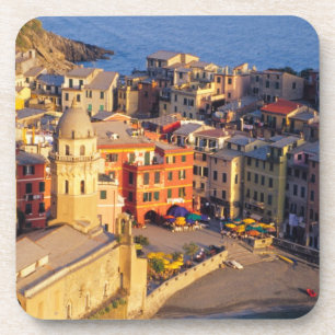 Europa, Italië, Cinque Terre. Dorp Vernazza Onderzetter