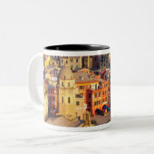 Europa, Italië, Cinque Terre. dorp Vernazza Tweekleurige Koffiemok (Voorkant links)