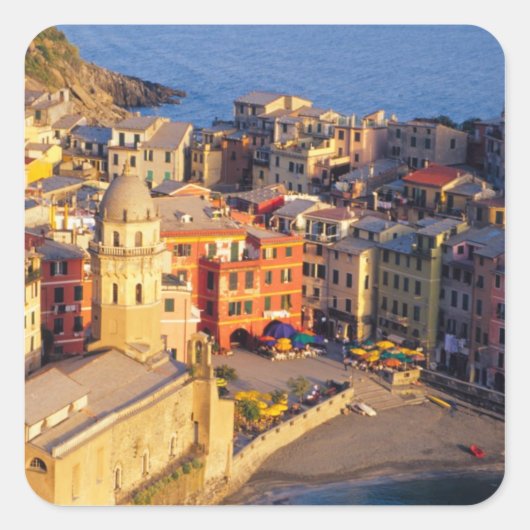 Europa, Italië, Cinque Terre. dorp Vernazza Vierkante Sticker (Voorkant)