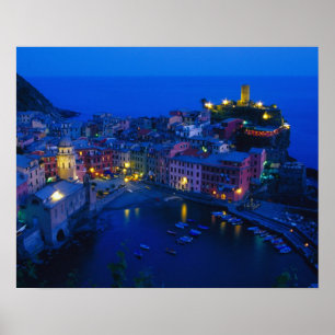 Europa, Italië, Cinque Terre, Vernazza. Heuvelacht Poster
